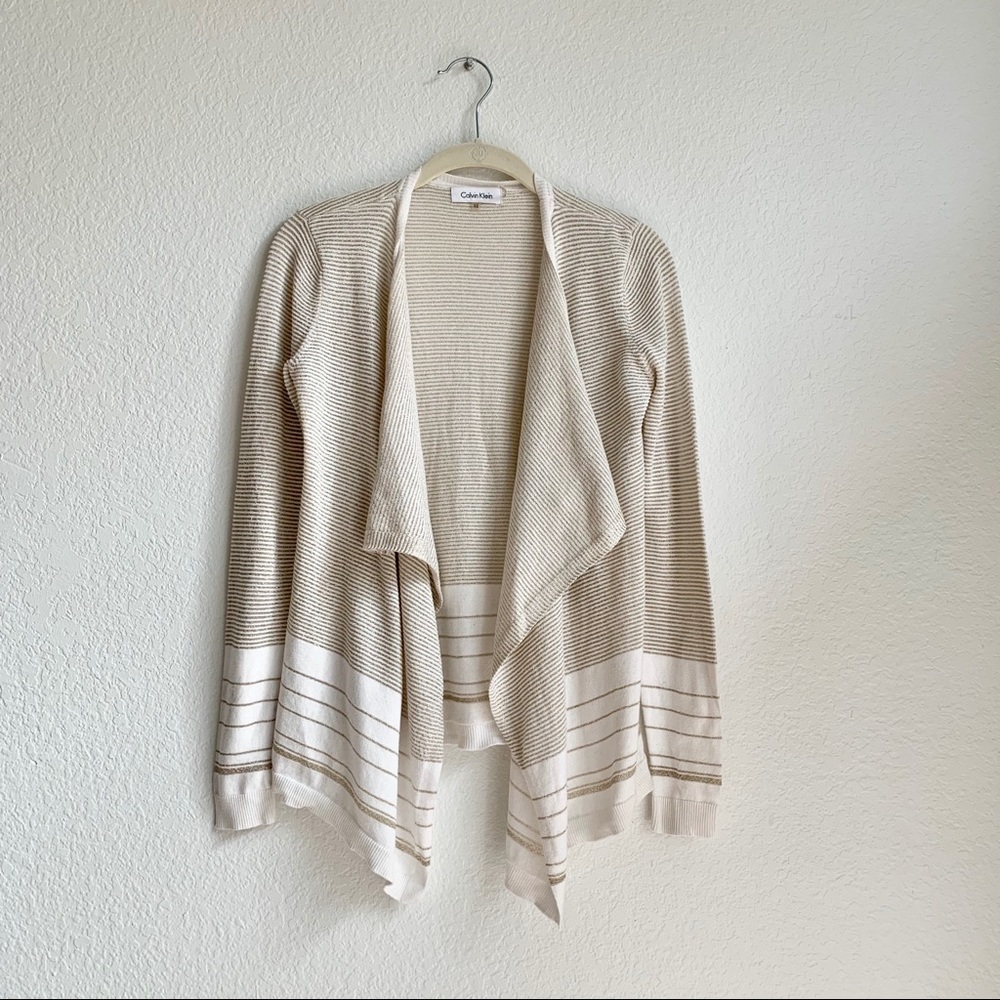 Calvin Klein Metallic Striped Cardigan Sz XS
